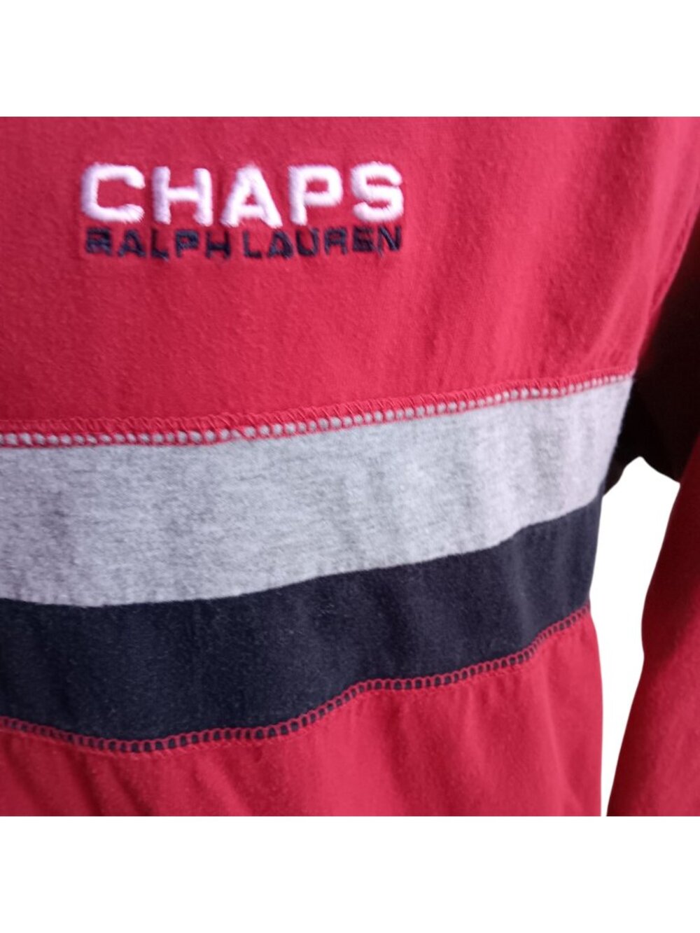 Chaps Ralph Lauren Large Red Long Sleeve Shirt L 100% Cotton Embroidered Logo